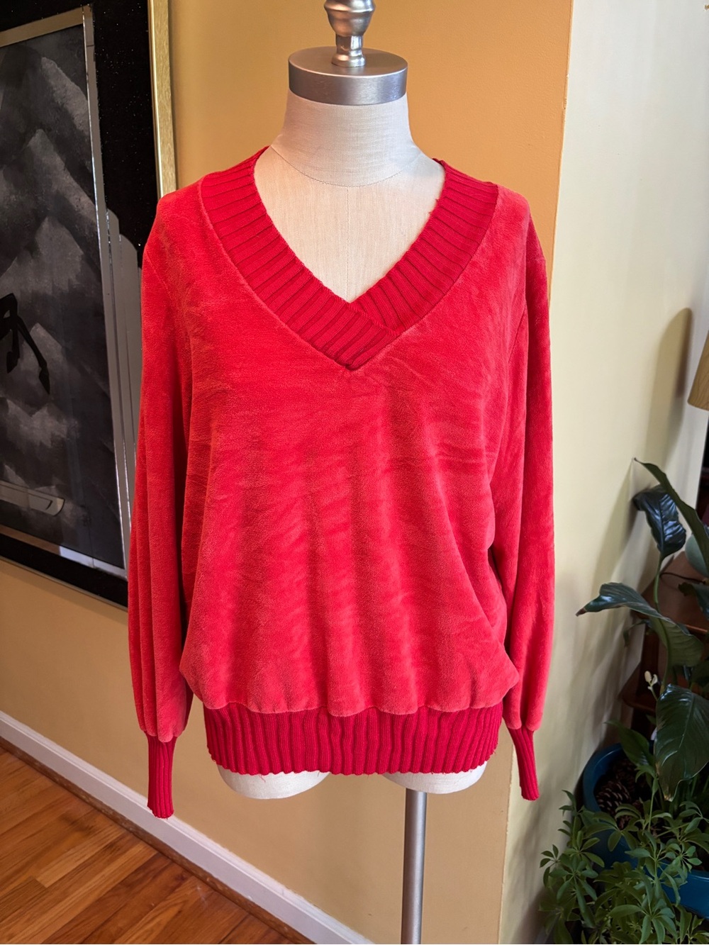 vintage red velour sears pullover
